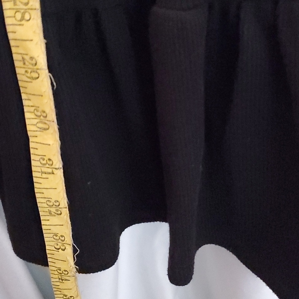 AUW Womens Black Long Sleeve Mini Dress Stretch Material with Bottom Ruffle - Picture 9 of 11